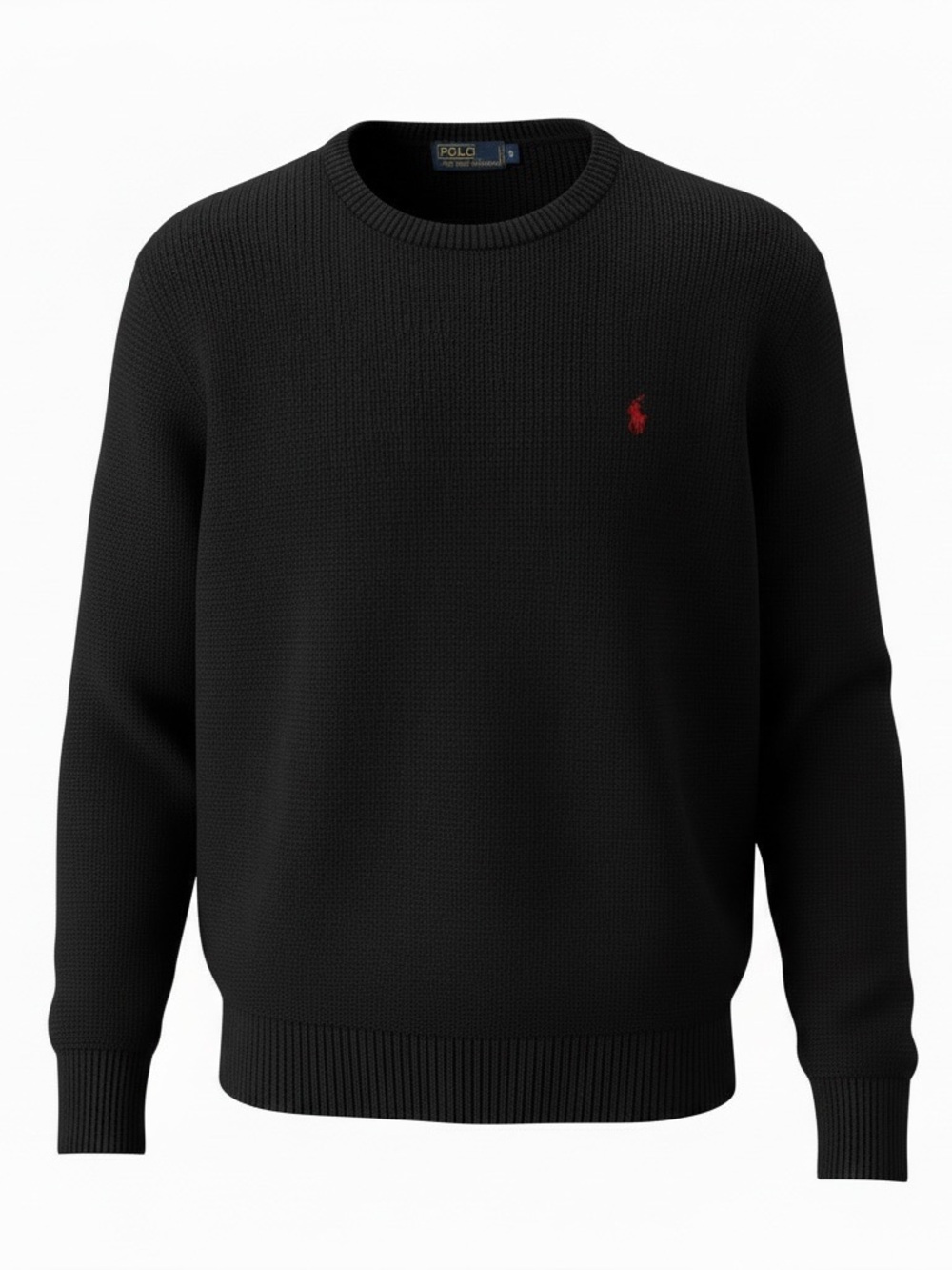 Polo Ralph Lauren Vintage Cotton Shaker Knit Sweater XL Black Red Logo